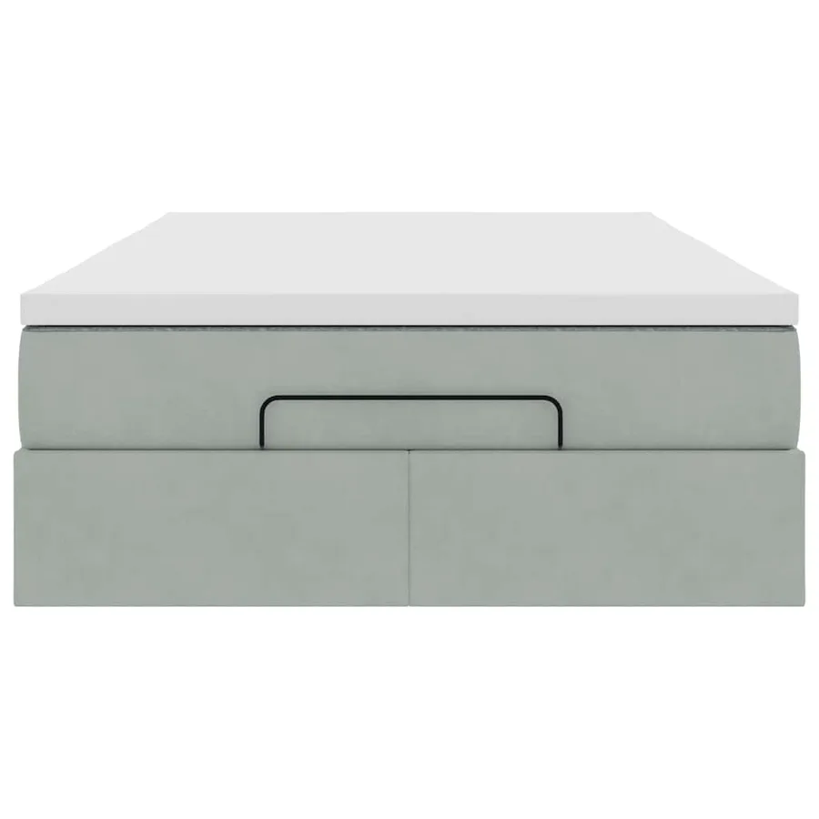 Cadre de lit ottoman et matelas gris clair 120x200 cm velours - 5