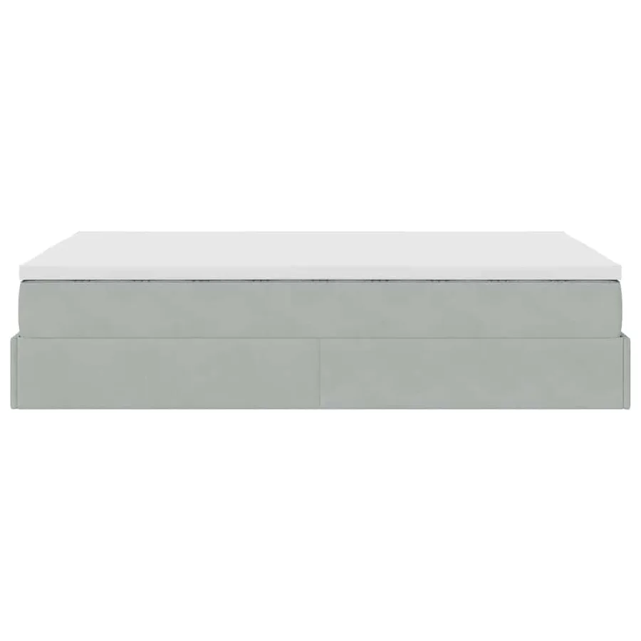 Cadre de lit ottoman et matelas gris clair 120x200 cm velours - 7