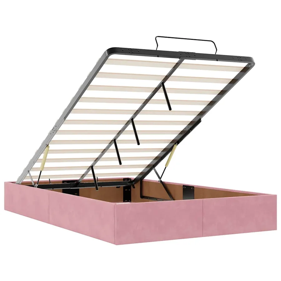 Cadre de lit ottoman avec matelas rose 120x190 cm velours - 10