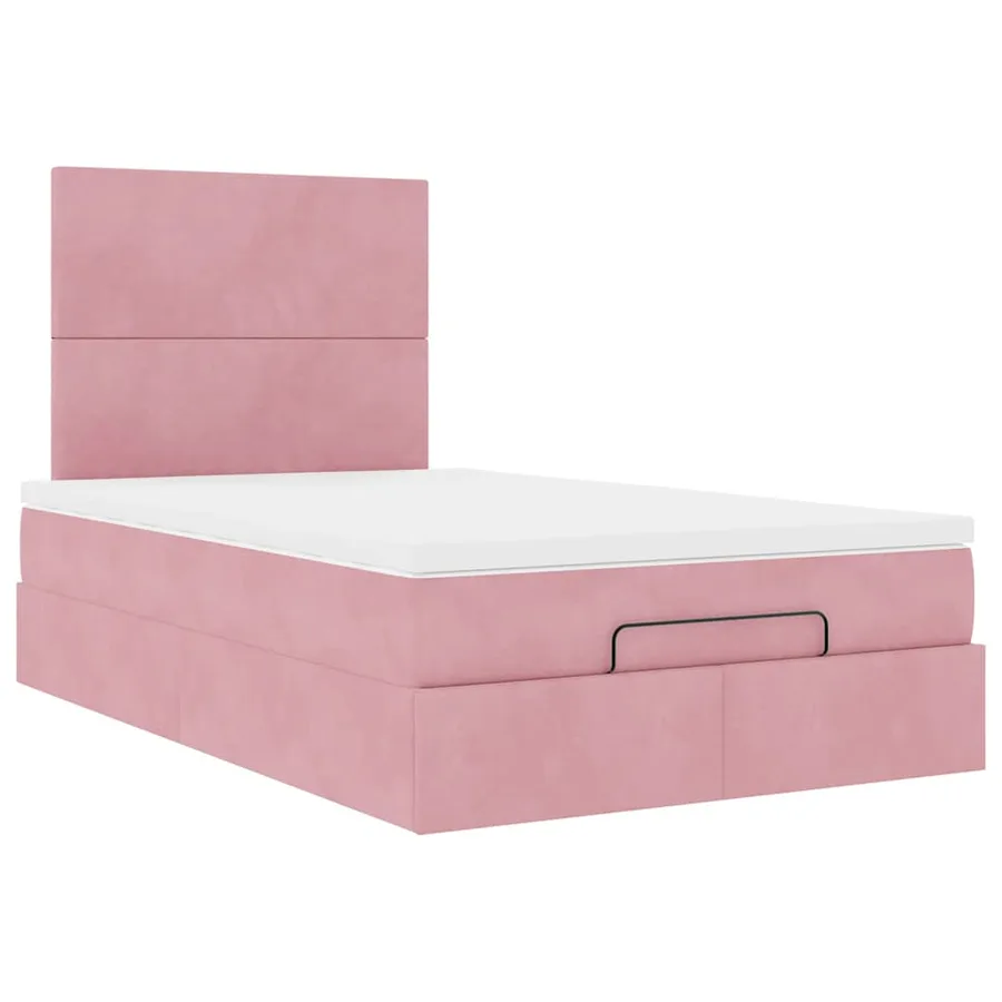 Cadre de lit ottoman avec matelas rose 120x190 cm velours - 6