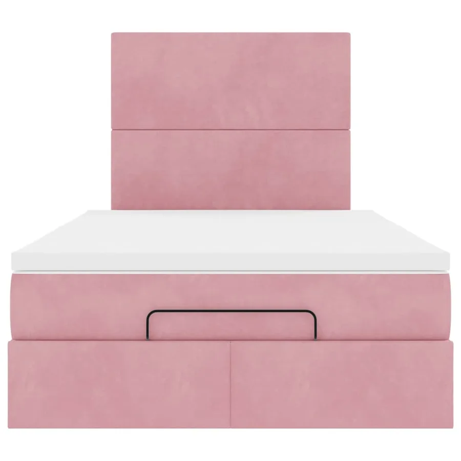 Cadre de lit ottoman avec matelas rose 120x190 cm velours - 7