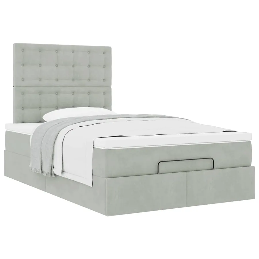 Cadre de lit ottoman avec matelas gris clair 120x190 cm velours - 5