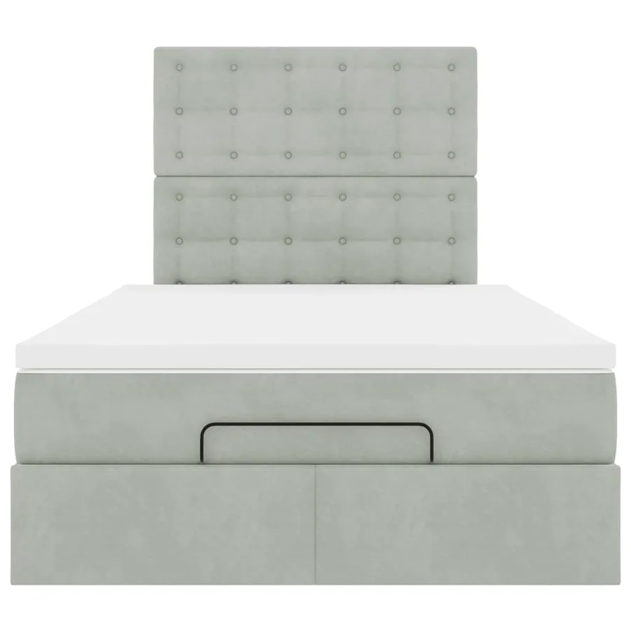 Cadre de lit ottoman avec matelas gris clair 120x190 cm velours - 7