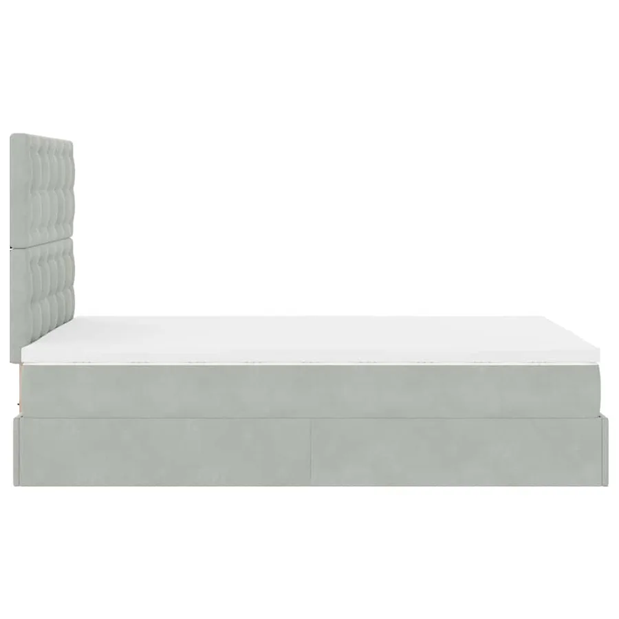 Cadre de lit ottoman avec matelas gris clair 120x190 cm velours - 8
