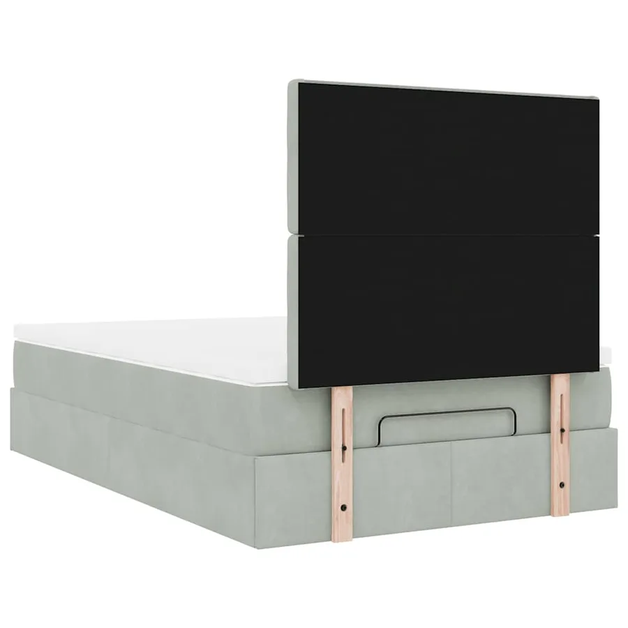 Cadre de lit ottoman avec matelas gris clair 120x190 cm velours - 9