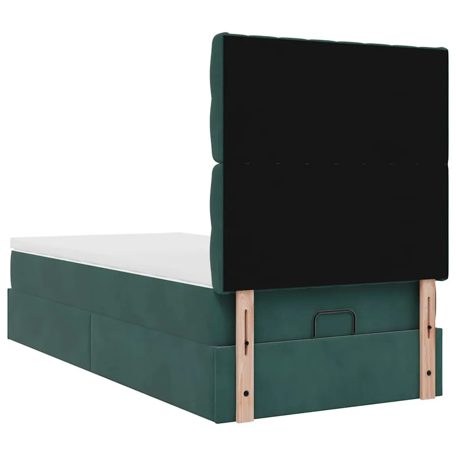 Cadre de lit ottoman avec matelas vert foncé 90x190 cm velours - 10