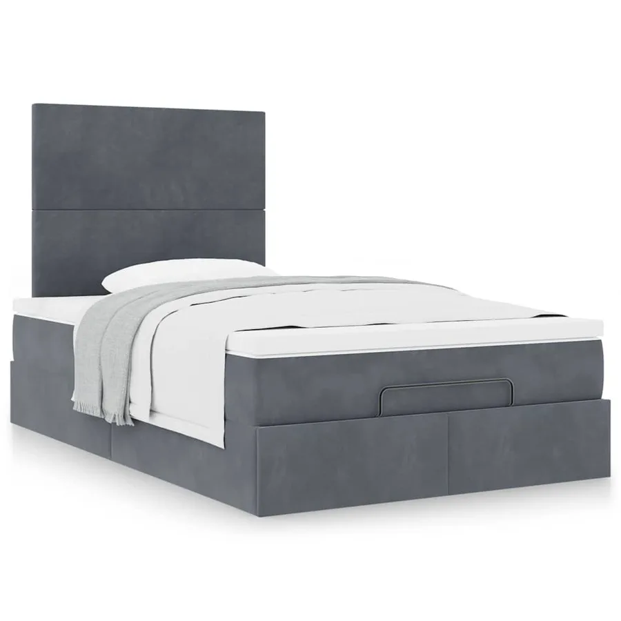 Cadre de lit ottoman avec matelas gris foncé 120x190 cm velours - 4
