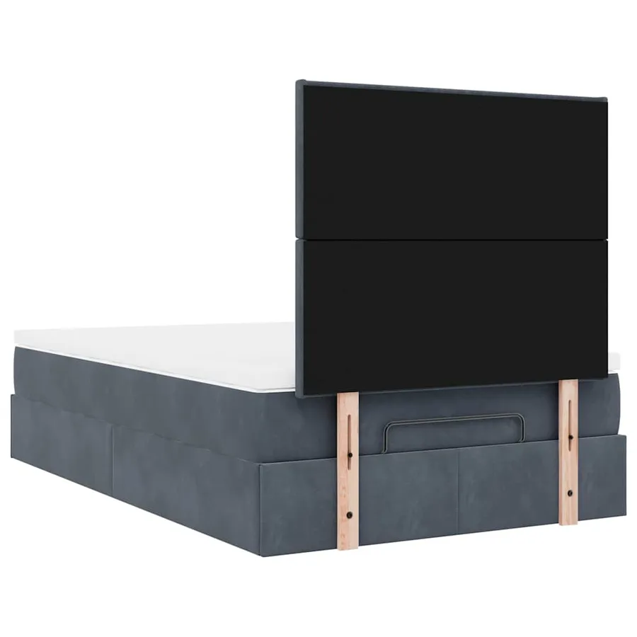 Cadre de lit ottoman avec matelas gris foncé 120x190 cm velours - 9