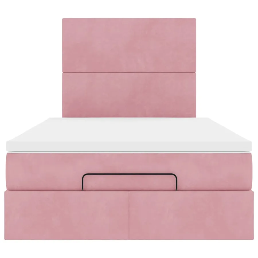 Cadre de lit ottoman avec matelas rose 120x190 cm velours - 8
