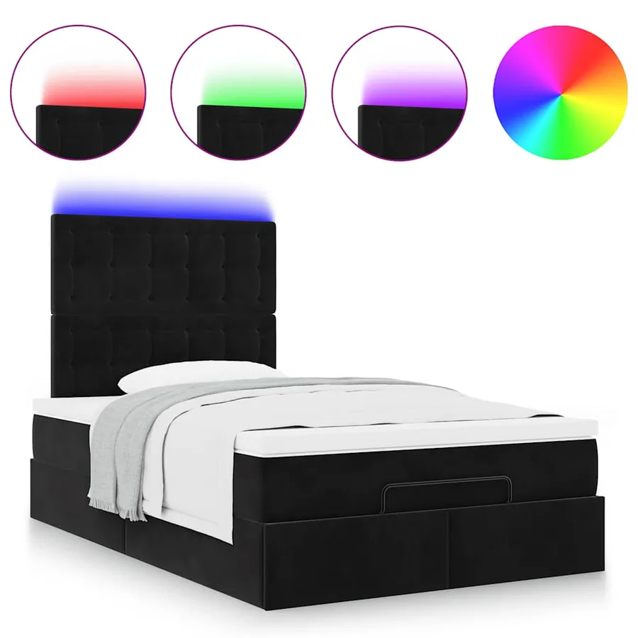 Cadre de lit ottoman avec matelas noir 120x190 cm velours - 5