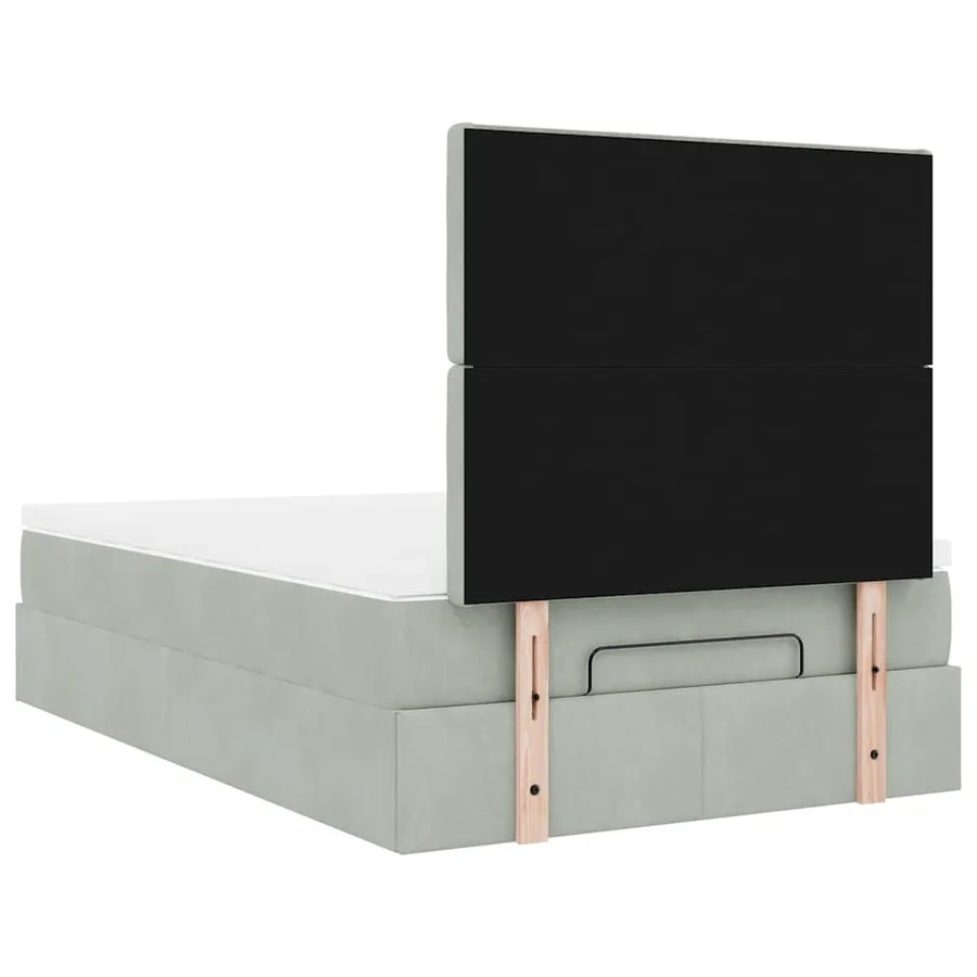 Cadre de lit ottoman avec matelas gris clair 120x190 cm velours - 10