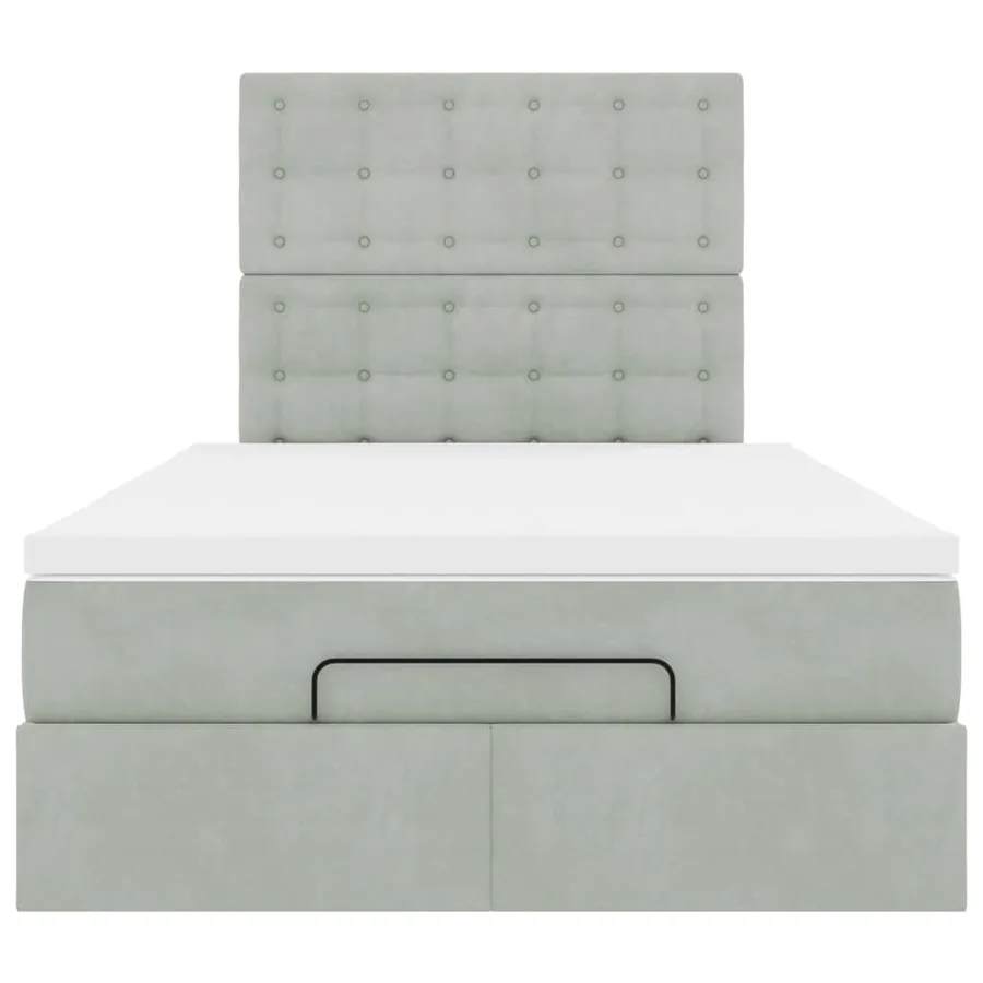 Cadre de lit ottoman avec matelas gris clair 120x190 cm velours - 8