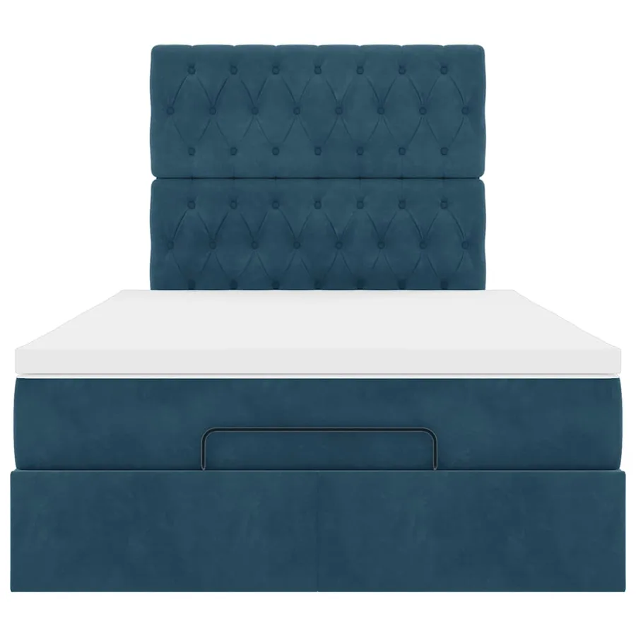 Cadre de lit ottoman avec matelas bleu foncé 120x190 cm velours - 8