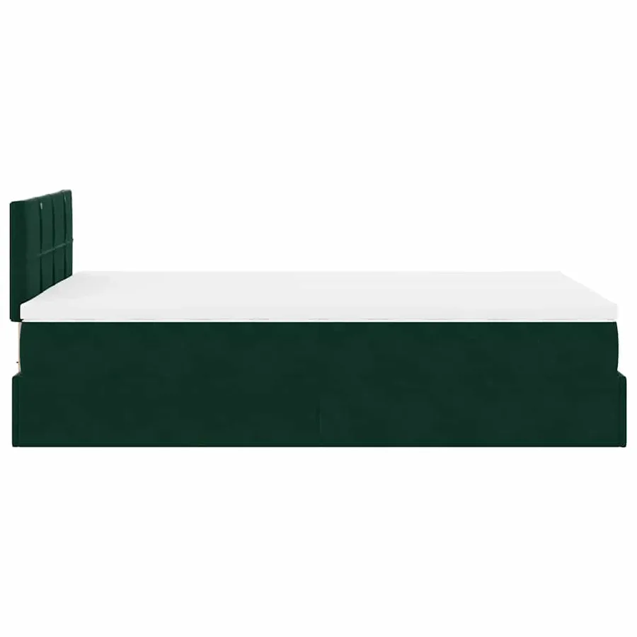 Lit ottoman avec matelas et LED vert foncé 90x200cm velours - 11