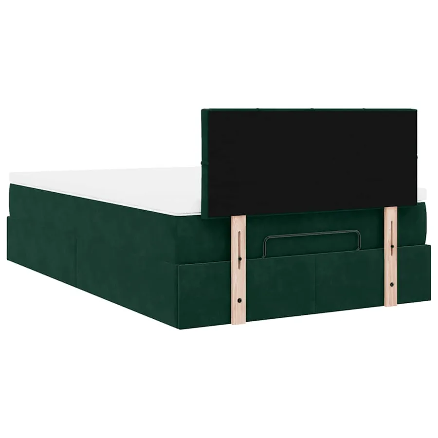 Lit ottoman avec matelas et LED vert foncé 90x200cm velours - 12