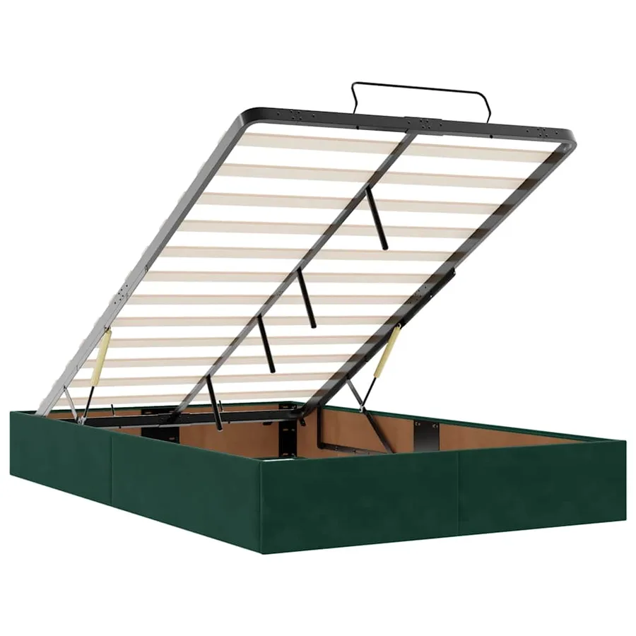 Lit ottoman avec matelas et LED vert foncé 90x200cm velours - 13