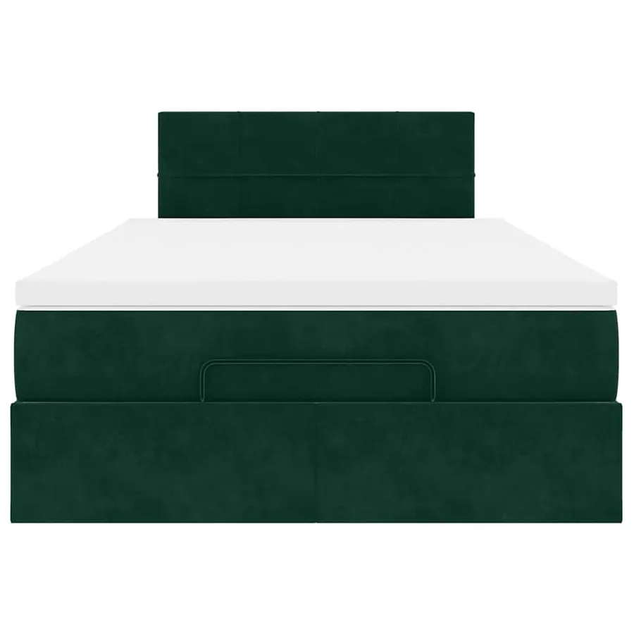 Lit ottoman avec matelas et LED vert foncé 90x200cm velours - 8