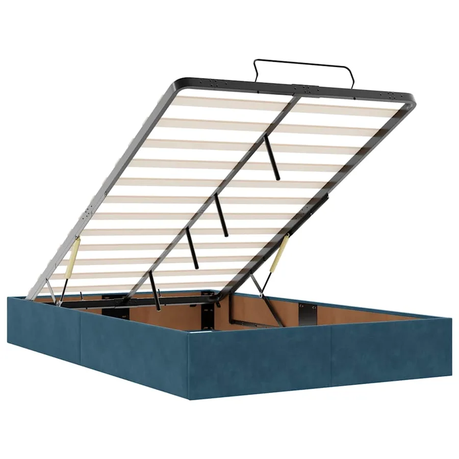Lit ottoman avec matelas bleu foncé 120x190 cm velours - 11