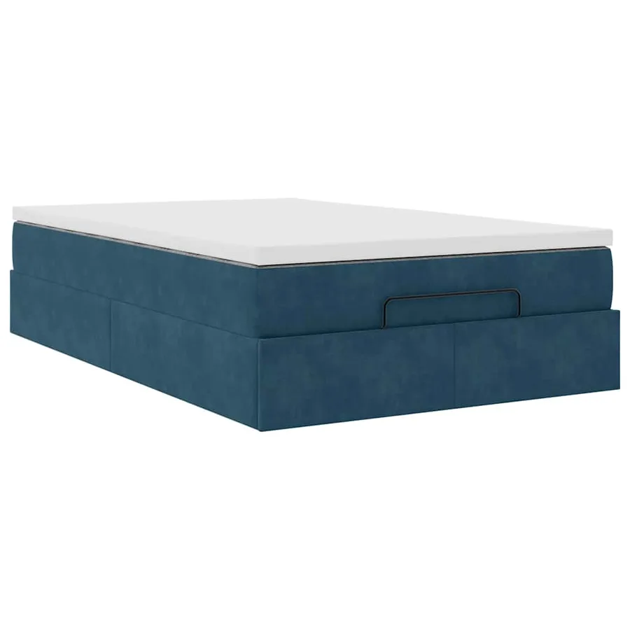Lit ottoman avec matelas bleu foncé 120x190 cm velours - 6
