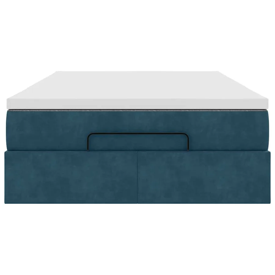 Lit ottoman avec matelas bleu foncé 120x190 cm velours - 7