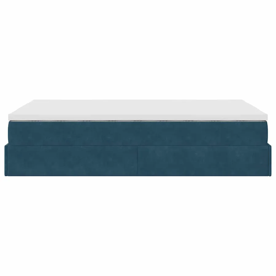 Lit ottoman avec matelas bleu foncé 120x190 cm velours - 9