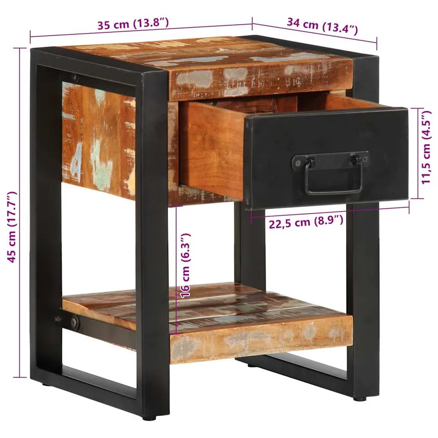 Tables de chevet 2 pcs multicolore bois massif de manguier brut - 13