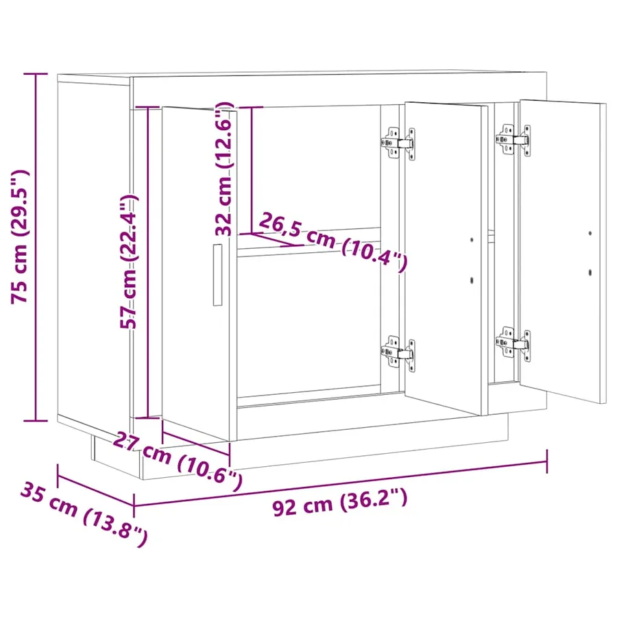 Buffet vieux bois 92x35x75 cm bois d'ingénierie - 11