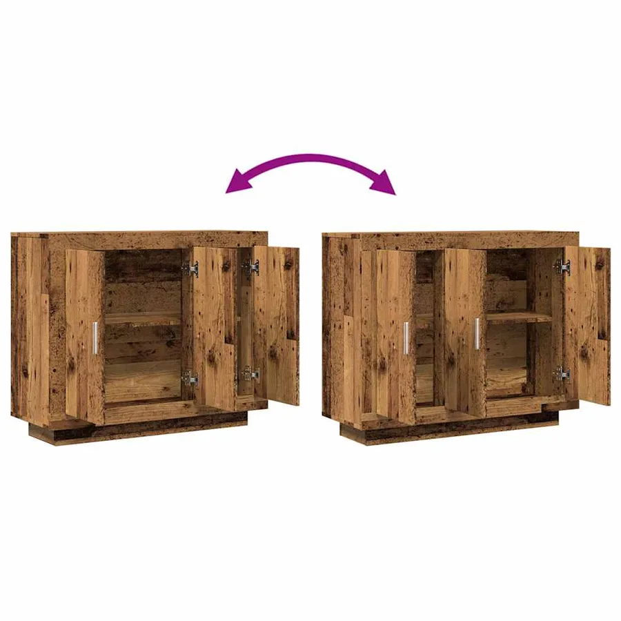 Buffet vieux bois 92x35x75 cm bois d'ingénierie - 8