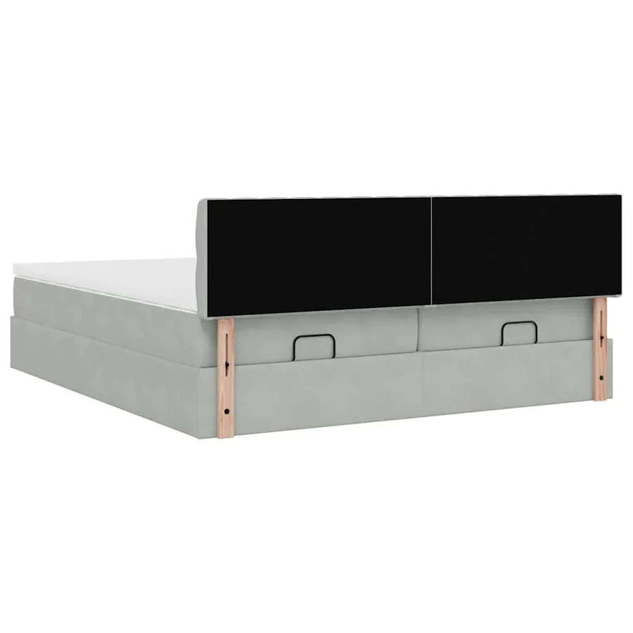 Cadre de lit ottoman et matelas gris clair 180x200cm velours - 12