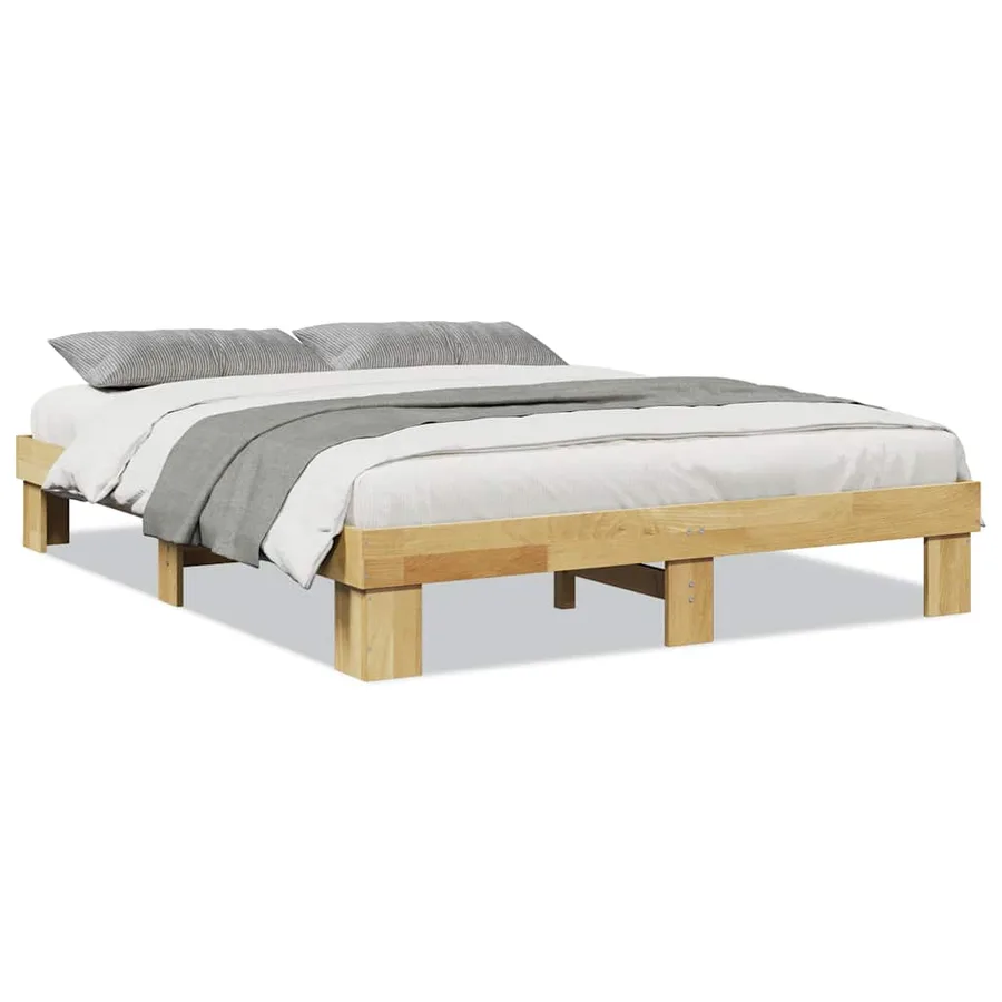 Cadre de lit sans matelas 135x190 cm Bois massif Chêne - 2