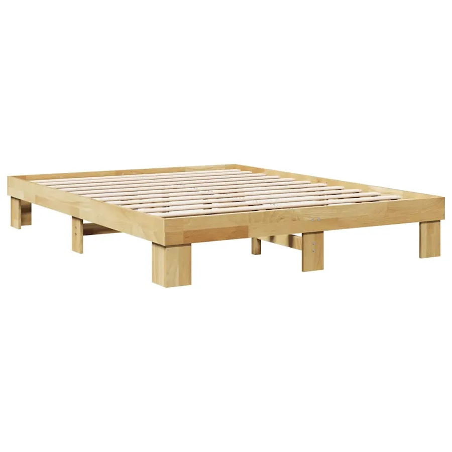 Cadre de lit sans matelas 135x190 cm Bois massif Chêne - 3