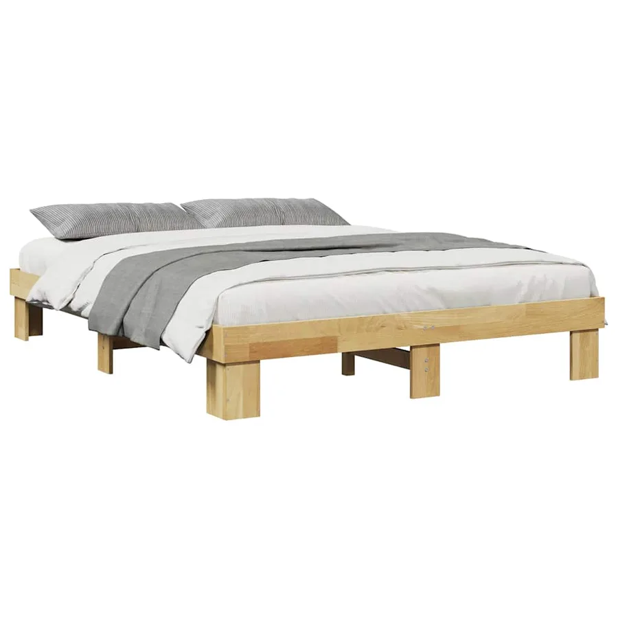 Cadre de lit sans matelas 135x190 cm Bois massif Chêne - 5