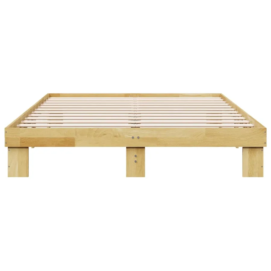 Cadre de lit sans matelas 135x190 cm Bois massif Chêne - 6