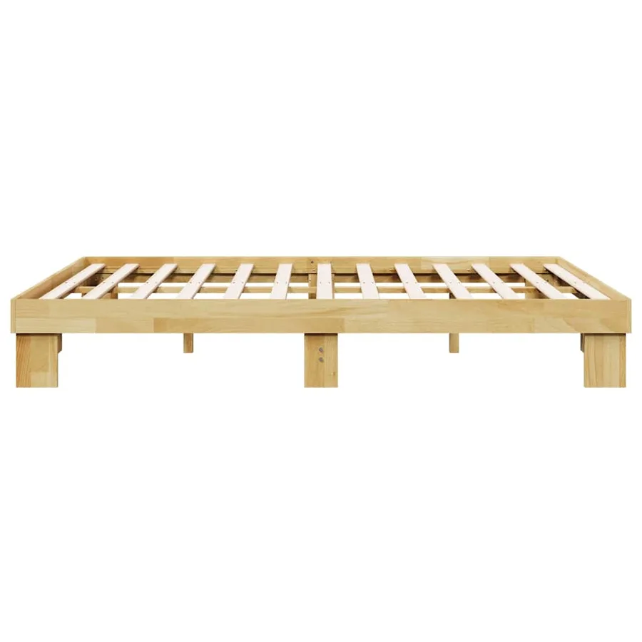 Cadre de lit sans matelas 135x190 cm Bois massif Chêne - 7