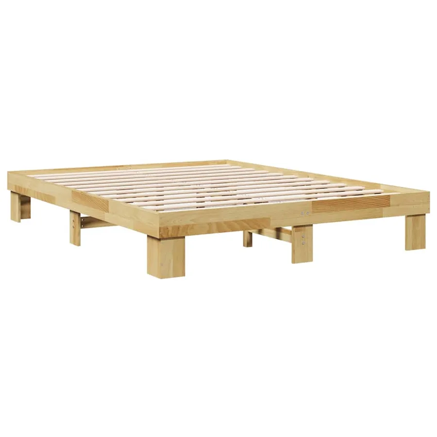 Cadre de lit sans matelas 135x190 cm Bois massif Chêne - 8