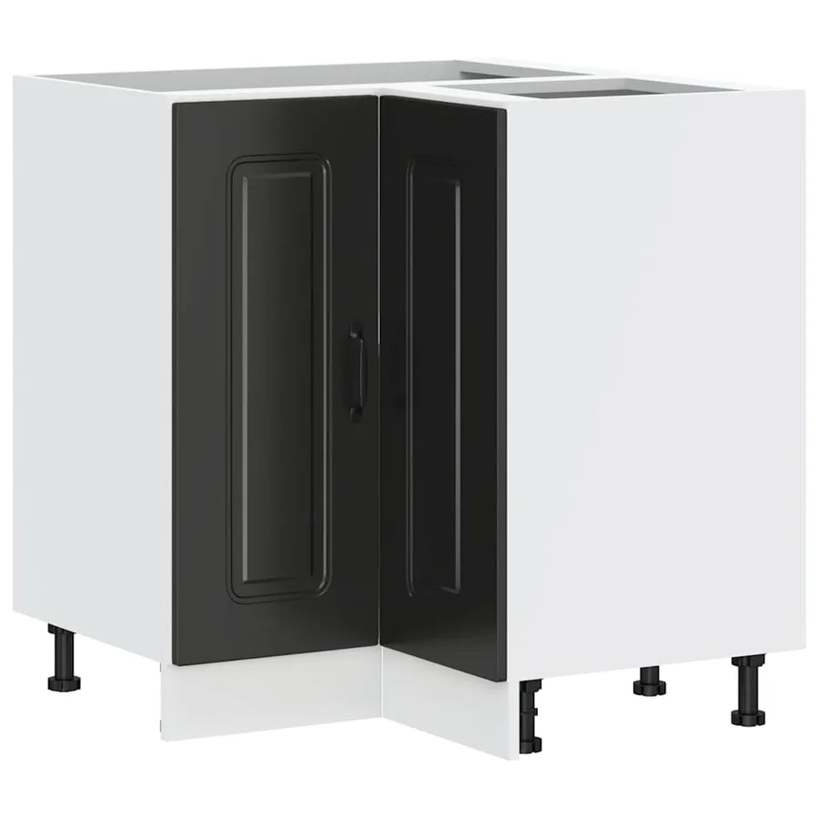 Armoire d'angle de cuisine Kalmar noir bois d'ingénierie - 2