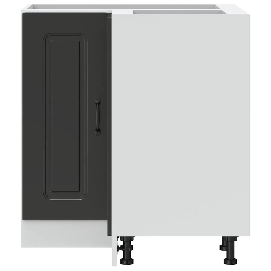 Armoire d'angle de cuisine Kalmar noir bois d'ingénierie - 4