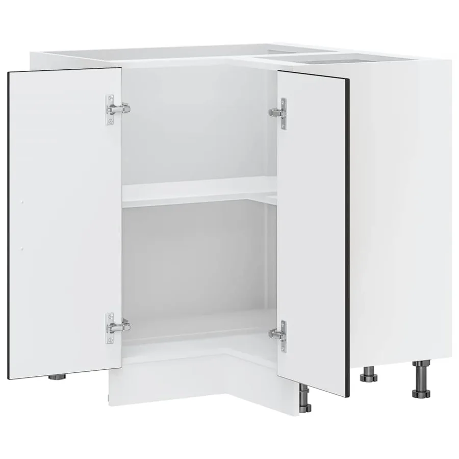 Armoire d'angle de cuisine Kalmar noir bois d'ingénierie - 5