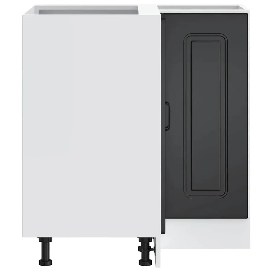 Armoire d'angle de cuisine Kalmar noir bois d'ingénierie - 6