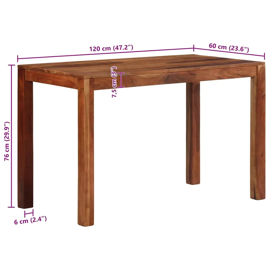 Table à manger 120x60x76 cm bois d'acacia massif - 9