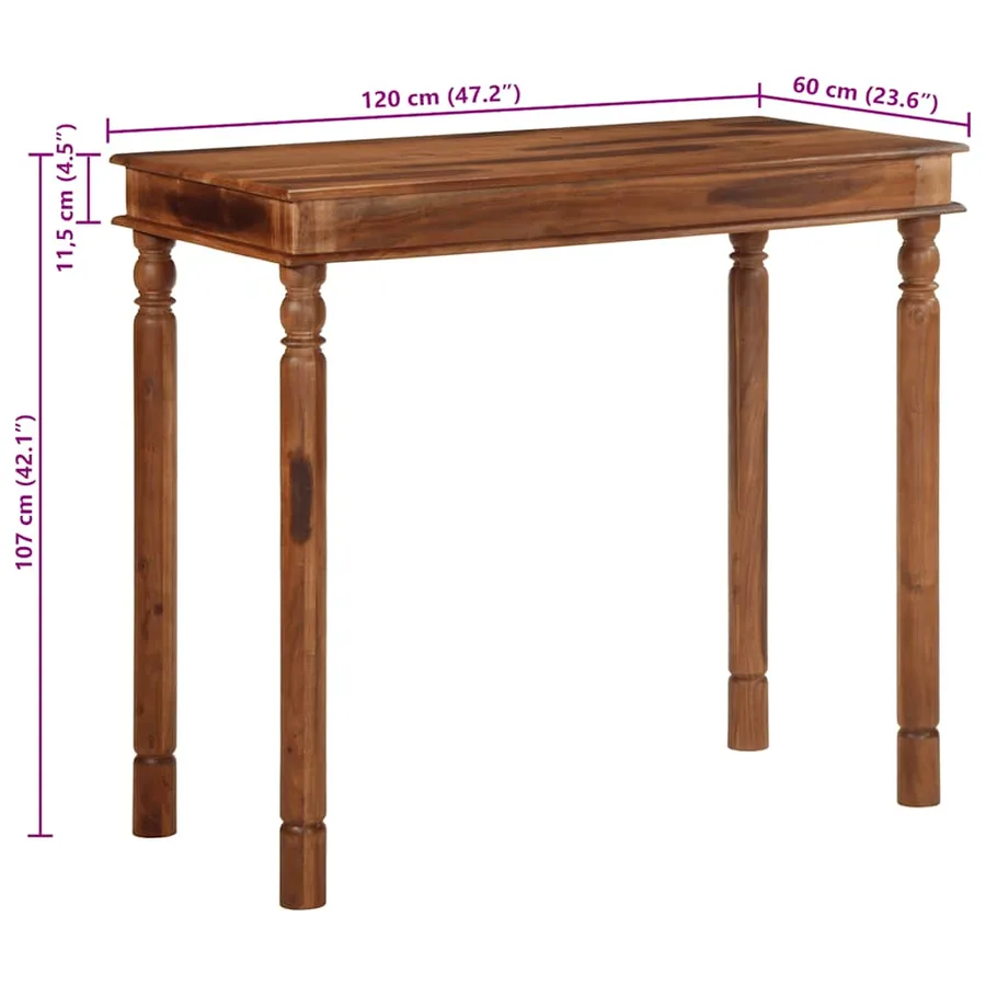 Table de bar 120x60x107 cm bois massif d'acacia - 10