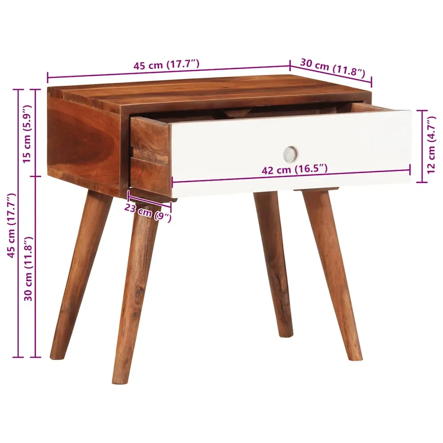 Table d'appoint 45x30x45 cm bois massif d'acacia - 11