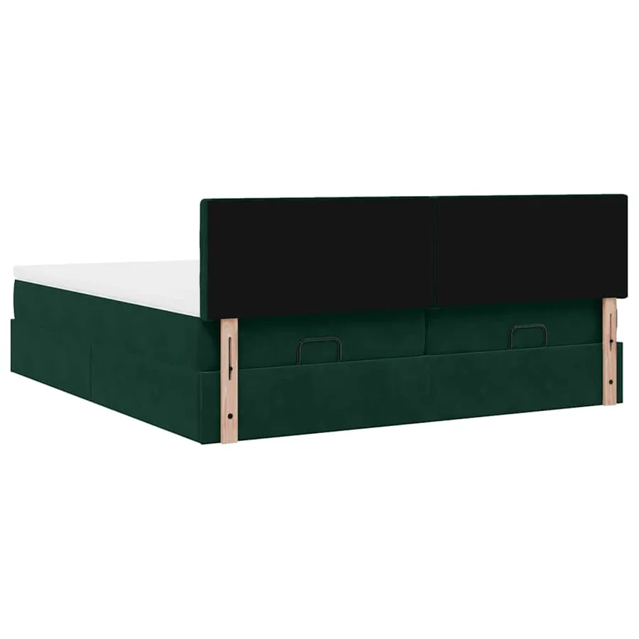 Cadre de lit ottoman avec matelas vert foncé 180x200cm velours - 12