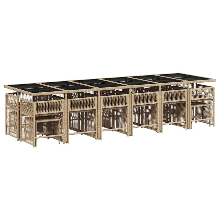 Ensemble à manger de jardin et coussins 17 pcs beige - 3