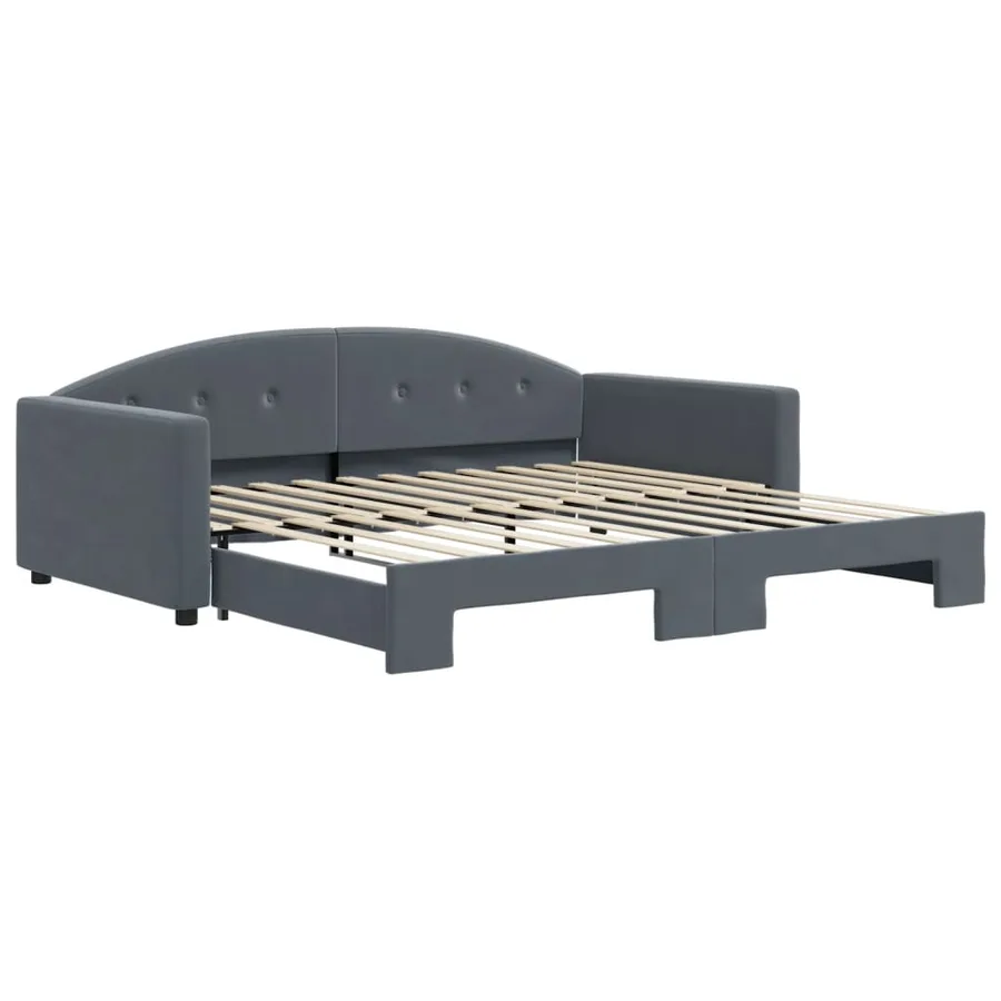 Lit de jour avec gigogne sans matelas gris foncé 100x200 cm - 2