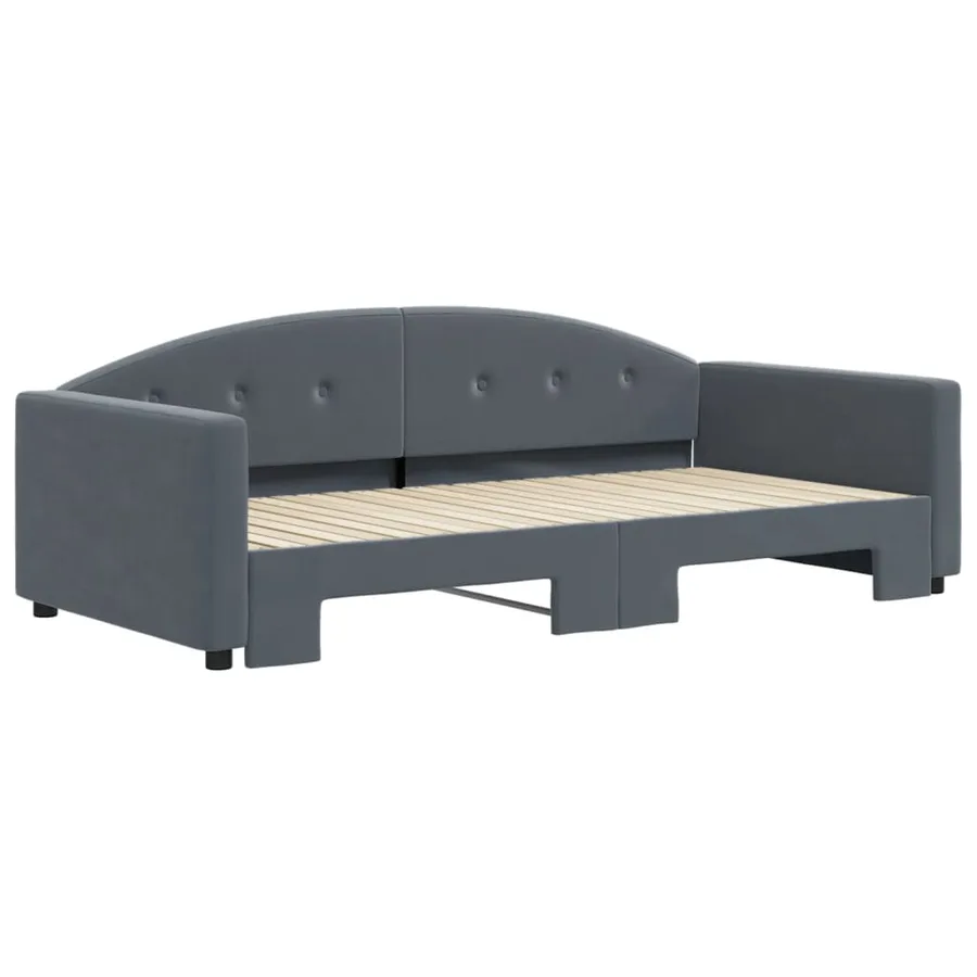 Lit de jour avec gigogne sans matelas gris foncé 100x200 cm - 3
