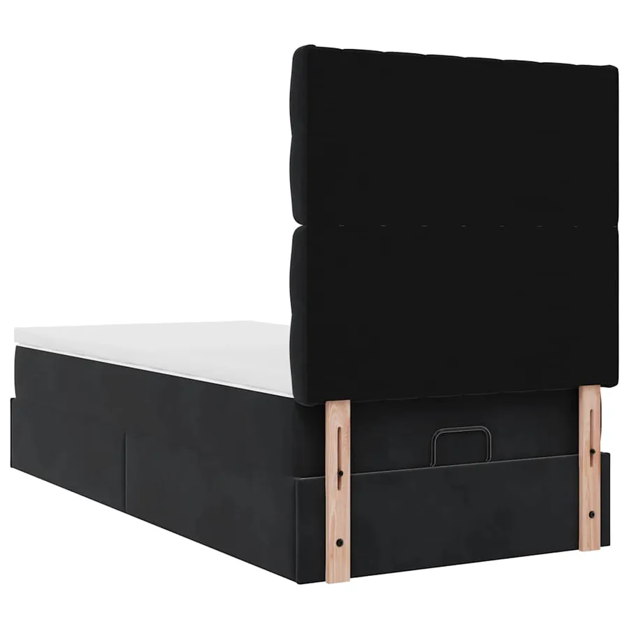 Cadre de lit ottoman avec matelas noir 80x200 cm velours - 10