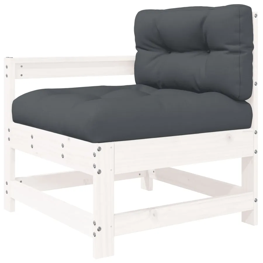 Salon de jardin 7 pcs avec coussins blanc bois massif - 4