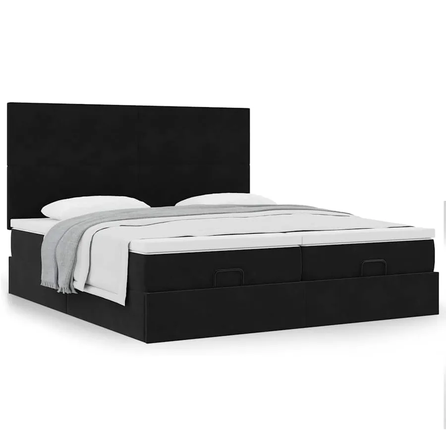 Cadre de lit ottoman avec matelas noir 160x200 cm velours - 4