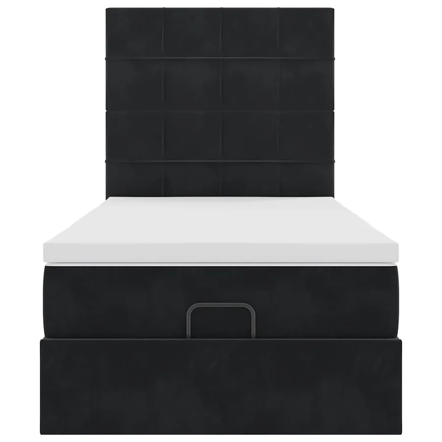 Cadre de lit ottoman avec matelas noir 80x200 cm velours - 7